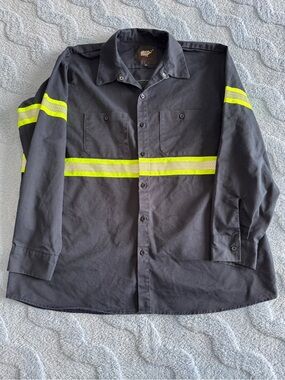 Hi Vis Button Up Safety Work Shirts Men Reflective Golden Elephant Size XL *